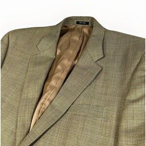 Lauren Ralph Lauren Blazer Mens 48R Silk Wool Blend Tan Olive Jacket Sport Coat